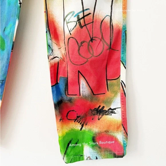 Super Rare Vintage 90s Moschino Graffiti Print Jeans Alt. ASO Phoebe in Friends - Picture 10 of 14